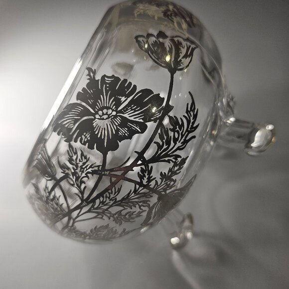 Silver City Flanders Poppy Sterling Overlay 3 Footed Clear Glass Bowl Vintage - Picture 7 of 10